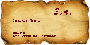 Supka Andor névjegykártya